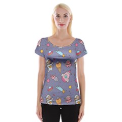 Outer-space-seamless-background Cap Sleeve Top by Salman4z