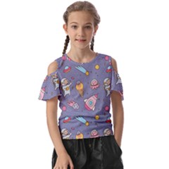 Outer-space-seamless-background Kids  Butterfly Cutout Tee by Salman4z