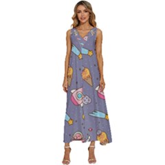 Outer-space-seamless-background V-neck Sleeveless Loose Fit Overalls by Salman4z