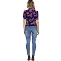 Space-patterns Puffed Short Sleeve Button Up Jacket View4
