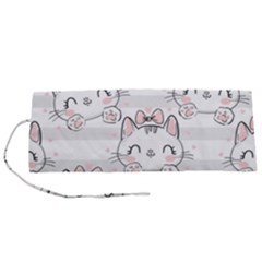 Cat-with-bow-pattern Roll Up Canvas Pencil Holder (s) by Salman4z