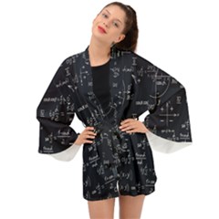 Mathematical-seamless-pattern-with-geometric-shapes-formulas Long Sleeve Kimono by Salman4z