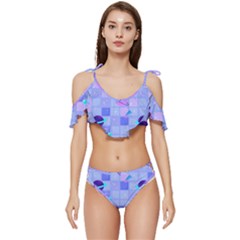 Seamless-pattern-pastel-galaxy-future Ruffle Edge Tie Up Bikini Set	 by Salman4z