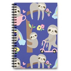 Hand-drawn-cute-sloth-pattern-background 5 5  X 8 5  Notebook by Salman4z