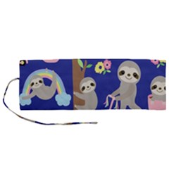 Hand-drawn-cute-sloth-pattern-background Roll Up Canvas Pencil Holder (m) by Salman4z