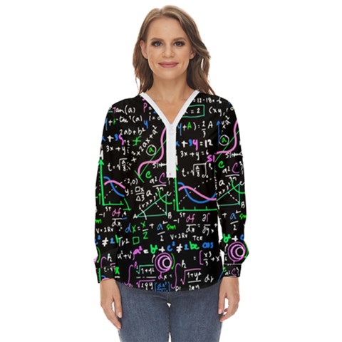 Math-linear-mathematics-education-circle-background Zip Up Long Sleeve Blouse by Salman4z