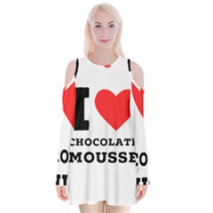 I Love Chocolate Mousse Velvet Long Sleeve Shoulder Cutout Dress by ilovewhateva