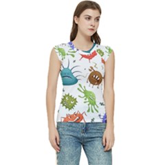 Dangerous-streptococcus-lactobacillus-staphylococcus-others-microbes-cartoon-style-vector-seamless Women s Raglan Cap Sleeve Tee by Salman4z