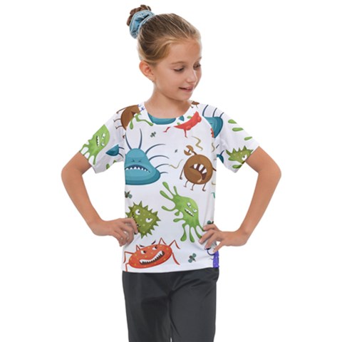 Dangerous-streptococcus-lactobacillus-staphylococcus-others-microbes-cartoon-style-vector-seamless Kids  Mesh Piece Tee by Salman4z