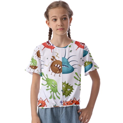 Dangerous-streptococcus-lactobacillus-staphylococcus-others-microbes-cartoon-style-vector-seamless Kids  Cuff Sleeve Scrunch Bottom Tee by Salman4z