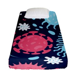Seamless-pattern-microbes-virus-vector-illustration Fitted Sheet (single Size) by Salman4z