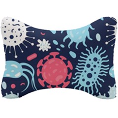 Seamless-pattern-microbes-virus-vector-illustration Seat Head Rest Cushion by Salman4z
