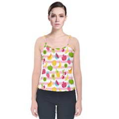 Tropical-fruits-berries-seamless-pattern Velvet Spaghetti Strap Top by Salman4z