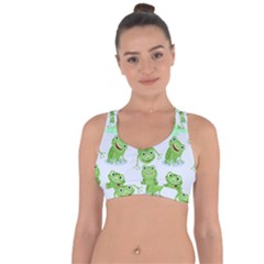Cute-green-frogs-seamless-pattern Cross String Back Sports Bra by Salman4z