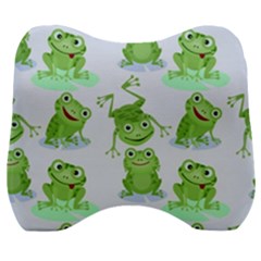 Cute-green-frogs-seamless-pattern Velour Head Support Cushion by Salman4z