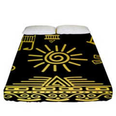 Maya-style-gold-linear-totem-icons Fitted Sheet (king Size) by Salman4z