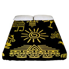 Maya-style-gold-linear-totem-icons Fitted Sheet (california King Size) by Salman4z