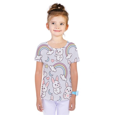 Seamless-pattern-with-cute-rabbit-character Kids  One Piece Tee by Salman4z