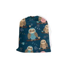 Seamless-pattern-owls-dreaming Drawstring Pouch (medium) by Salman4z