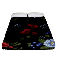 Floral-folk-fashion-ornamental-embroidery-pattern Fitted Sheet (queen Size) by Salman4z