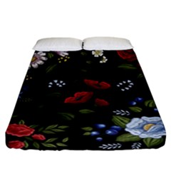 Floral-folk-fashion-ornamental-embroidery-pattern Fitted Sheet (california King Size) by Salman4z