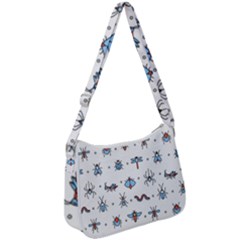 Insects-icons-square-seamless-pattern Zip Up Shoulder Bag by Salman4z