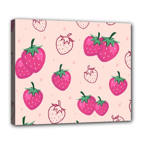 Seamless-strawberry-fruit-pattern-background Deluxe Canvas 24  X 20  (stretched) by Salman4z