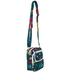 Seamless-pattern-hand-drawn-with-vehicles-buildings-road Shoulder Strap Belt Bag by Salman4z