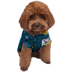 Seamless-pattern-hand-drawn-with-vehicles-buildings-road Dog T-shirt by Salman4z