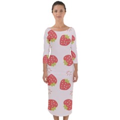 Strawberries-pattern-design Quarter Sleeve Midi Bodycon Dress by Salman4z