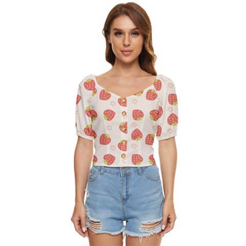 Strawberries-pattern-design Button Up Blouse by Salman4z