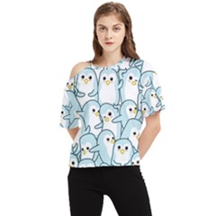Penguins Pattern One Shoulder Cut Out Tee by pakminggu