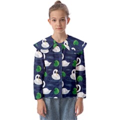 Swan Pattern Elegant Design Kids  Peter Pan Collar Blouse by pakminggu