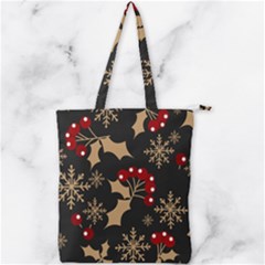 Christmas Pattern With Snowflakes Berries Double Zip Up Tote Bag by pakminggu