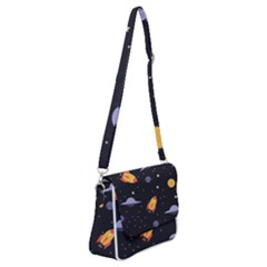 Cosmos Rockets Spaceships Ufos Shoulder Bag With Back Zipper by pakminggu
