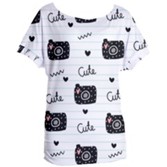 Cute Cameras Doodles Hand Drawn Women s Oversized Tee by pakminggu