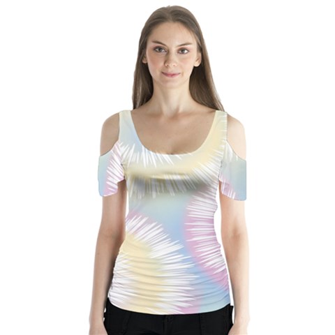 Tie Dye Pattern Colorful Design Butterfly Sleeve Cutout Tee  by pakminggu