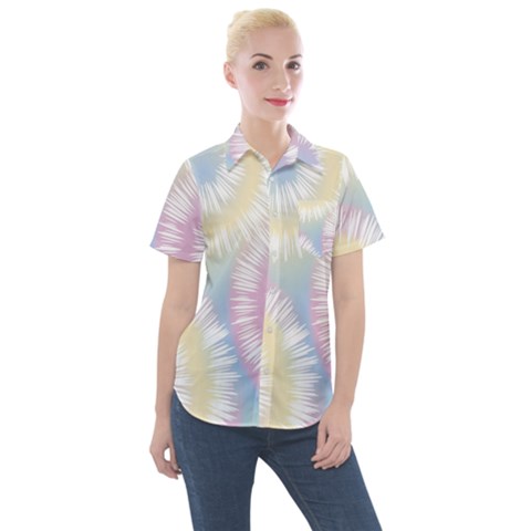 Tie Dye Pattern Colorful Design Women s Short Sleeve Pocket Shirt by pakminggu