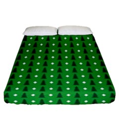 Green Christmas Tree Pattern Background Fitted Sheet (queen Size) by pakminggu