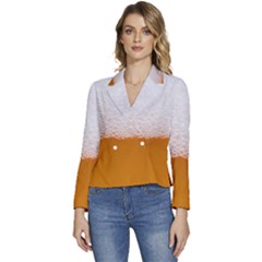 Beer Foam Bubbles Alcohol Glass Women s Long Sleeve Revers Collar Cropped Jacket by pakminggu