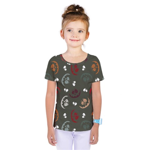 Art Halloween Pattern Creepy Design Digital Papers Kids  One Piece Tee by pakminggu