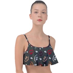 Art Halloween Pattern Creepy Design Digital Papers Frill Bikini Top by pakminggu