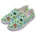 Dog Pattern Seamless Blue Background Scrapbooking Men s Canvas Slip Ons View2