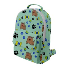 Dog Pattern Seamless Blue Background Scrapbooking Flap Pocket Backpack (large) by pakminggu