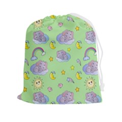 Elephant Sleeping Elephants Background Drawstring Pouch (2xl) by pakminggu