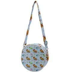 Pattern Giraffe Animal Seamless Scrapbooking Blue Crossbody Circle Bag by pakminggu