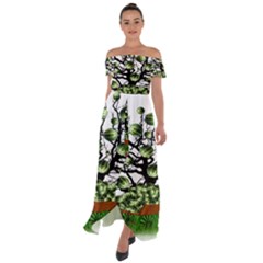 Watermelon Tree Abstraction On Watermelon Abundance Off Shoulder Open Front Chiffon Dress by pakminggu