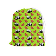 Watermelon Panda Background Wallpaper Drawstring Pouch (xl) by pakminggu