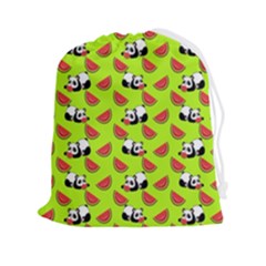 Watermelon Panda Background Wallpaper Drawstring Pouch (2xl) by pakminggu