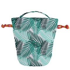 Background Pattern Texture Leaves Design Wallpaper Drawstring Bucket Bag by pakminggu